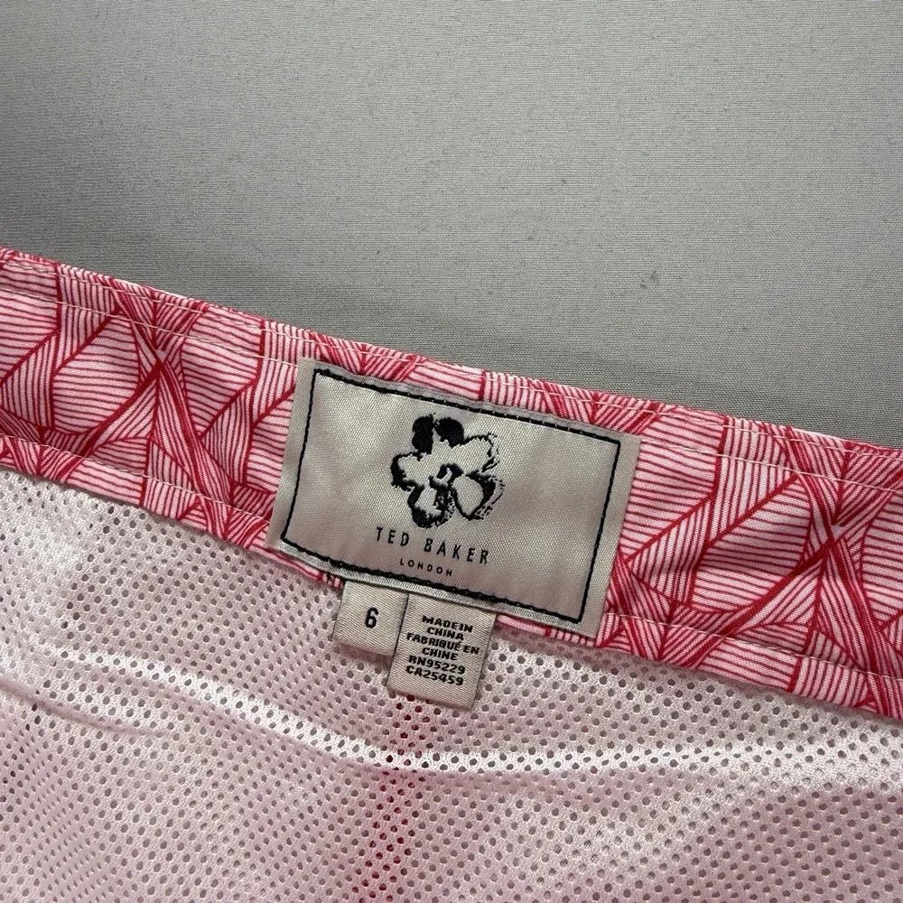 Ted Baker Swim Shorts Mens 6 Pink Geometric Zipper Pockets Trunks Boardshorts